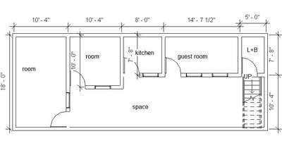 18X45 with 2 BHK House map