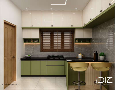 modular Kitchen #KitchenIdeas  #KitchenCabinet  #ModularKitchen  #Greenkitchens  #greenkichen
