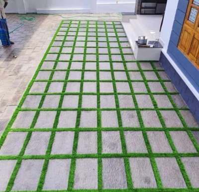 flag stone with artificial grass
