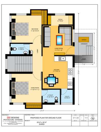 25'x35' east facing ground floor plan at shirdi Maharashtra