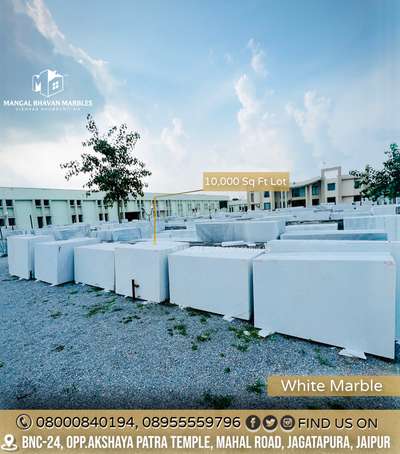 📢Available 10,000 sq ft Super White Marble📣
Are Looking For Pure White Marble❓
It’s Hard to Find in a Effective Price Range❌. 
Don’t Worry, We Are Here to Provide Best Quality White Marble..

Customer’s Satisfaction is Most important Thing for Us..
.
DM FOR MARBLE and Granite ORDER 
#nizarnawhitemarble #agriyawhitemarble #rajsamand

VISIT AT MANGAL BHAVAN MARBLES for Best Marble And Granite for Your Dream Home.

📍BNC-24,Opp.Akshaya Patra Temple, Mahal Road, Jagatpura, Jaipur. 302017

#mangalbhavanmarbles #vishvaskhubsurtika
MARBLE - GRANITE - HANDICRAFTS 

DM or Call for Any Inquiry
📞 +918000840194, 08955559796 
📩 mangalbhavanmarbles@gmail.com
🌎 www.mangalbhavanmarbles.com

.
.
.
.
.
.
.
.
.
.
.
.
.
.
.
.
.
.
.
.
#whitemarble #dungrimarble #kitchendesign #kitchentop #stairsdesign #jaipur #jaipurconstruction #pinkcityjaipur #bestgranite #homeflooring #bestmarbleforflooring #makranamarble #marbleinhariyana  #makranawhite #indianmarble #floortiles #homedecor #marblecity #instagramreels #architecturedesign #homeinterior #floorarchitecture #trending #feature #featured 
@mangal_bhavan_marbles