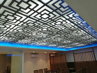 Acrylic Ceiling With MDF jaali #AcousticCeiling  #falseceilingdesign