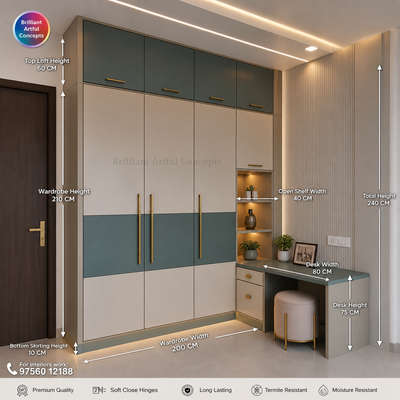 🔥 Modern Wardrobe Design with Study Table & Measurements | Luxury Bedroom Interior Idea 🔥

Looking for a smart wardrobe design with perfect storage and modern styling? ✨
Save this premium wardrobe concept with study table, loft storage, open shelves, warm LED lighting, and detailed measurements — ideal for modern South Indian homes.

✅ Wardrobe measurements included
✅ Useful for carpenters & interior designers
✅ Premium bedroom wardrobe inspiration
✅ Space-saving storage solution
✅ Modern study table attached design
✅ Luxury realistic interior concept

━━━━━━━━━━━━━━━━━━━
✔️ We specialize in:
• Modular Kitchen
• Wardrobe
• TV Cabinet
• Wall Paneling
• Doors
• Gypsum False Ceiling
• Granite & Tile Work
• Aluminium Work
• Glass Work
• Paint & Polish Work
• Roofing Work
━━━━━━━━━━━━━━━━━━━

🇮🇳 We work across all major states in India!

✔️ South India: Kerala, Tamil Nadu, Karnataka, Telangana
✔️ North India: Delhi NCR, Punjab, Haryana, Uttar Pradesh, Rajasthan

━━━━━━━━━━━━━━━━━━━

💡