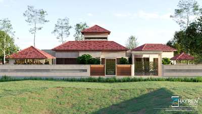 This Residence in Kodungallur is a premier example of "Modern Vernacular" architecture, masterfully blending regional heritage with luxury living. This climate-responsive sanctuary features a striking tiered terracotta roof system for natural cooling and a facade integrated with vertical wooden louvers and stone-textured fins to facilitate continuous cross-ventilation. The design utilizes a sophisticated material palette of exposed brickwork and warm wood tones, organized into a central two-story core with extended pavilion-style wings that ensure every space maintains a direct connection to the lush, landscaped surroundings.



 #ResidentialArchitecture 
#3BHKHouse / #4BHKHouse 
#SmallPlotDesign 
#BudgetFriendlyHome or #LuxuryResidential 
#HomeRenovation 
​#ContemporaryArchitecture 
​#TraditionalKeralaHome 
​#TropicalModernism 

​