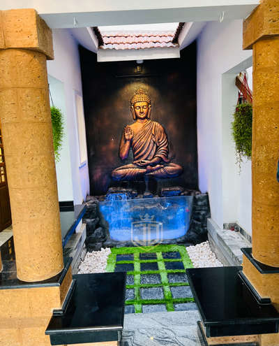finished work of budha relief sculpture and  artifitial rock fountain   #artwork  #fountain  #budha  #InteriorDesigner