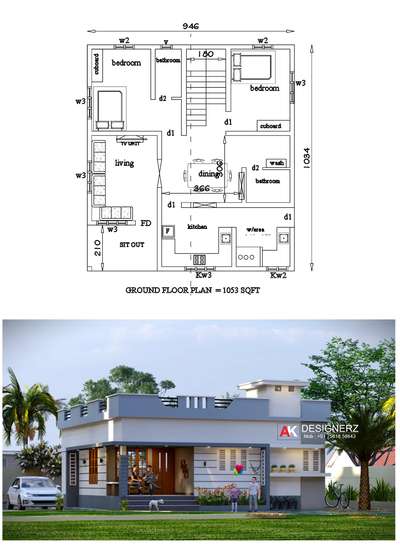 🏡 Budget home .1053 sq
Clint _ Dhanya

2 Bhk
 Exterior with Plan🏡

@ak_designz____
 contact
7561858643

📍Dm Us For Any Design @ak_designz____

Contact me on whatsapp
📞7561858643

#designer_767 #house #housedesign #housedesigns #residentionaldesign #homedesign #residentialdesign #residential #civilengineering #autocad #3ddesign #arcdaily #architecture #architecturedesign #architectural #keralahome
#house3d #keralahomes #keralahomestyle #KeralaStyleHouse #keralastyle #ElevationHome 
@kolo.kerala @archidesign.kerala @archdaily