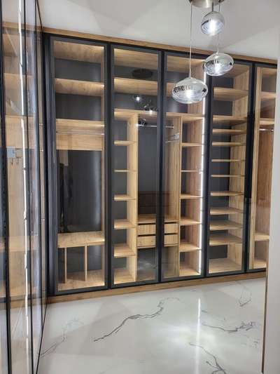 Modular wardrobe with profile glass shutter  #nifinterior