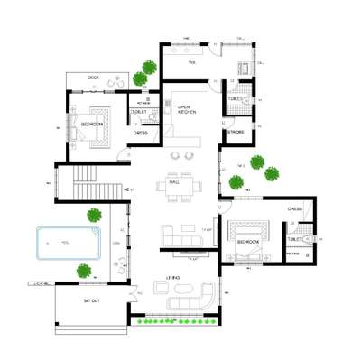 Luxury house plan 
.
.
.
 #housewithpool  #luxuryhome #FloorPlans #groundfloorplan #swimmingpool #2BHKHouse #KeralaStyleHouse