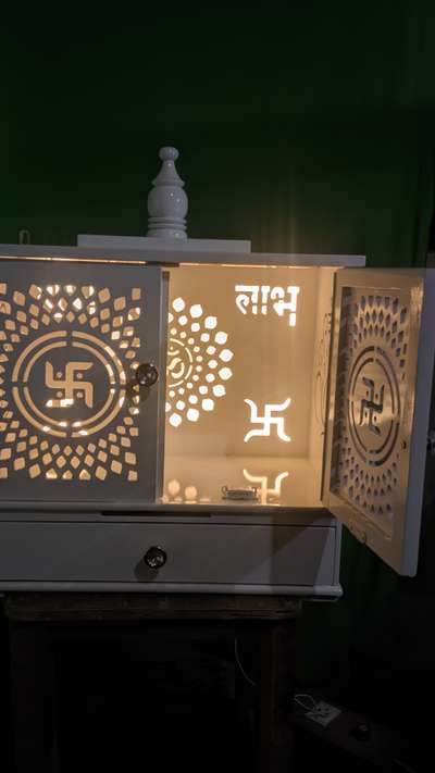 MDF temple with cnc cutwork
and high quality paint finish
back LED panel  # temples  #led mandir