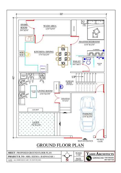 2d planning #2DPlans #vastuhouse #30'x40'plan