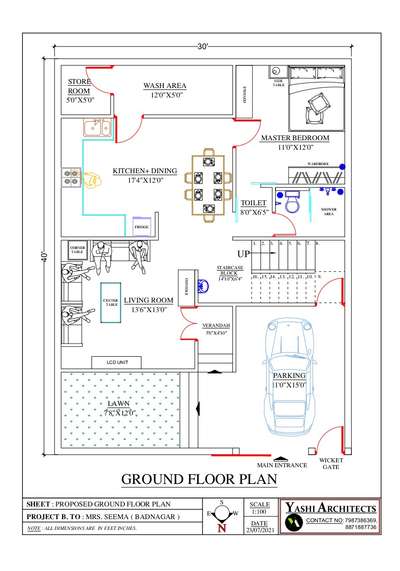 2d planning #2DPlans #vastuhouse #30'x40'plan