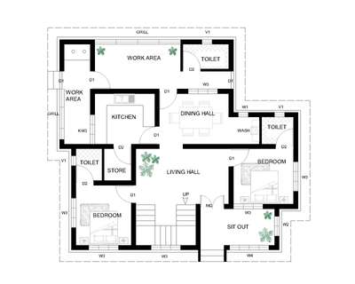 1300sqft 2bhk traditional style house floor plan.
.
.
 #TraditionalHouse #keralahomedesignz #houseplanning #FloorPlans #groundfloorplan #2BHKHouse