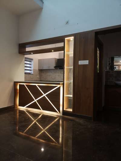 #breakfast counter #interior #KitchenIdeas #OpenKitchnen #Veneer #spacedge interior  #9895448844