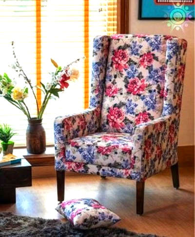 Flower Printed Colour Tufted Wing Back Solid Wood Living Room Chair.also customise available.... 
#LivingRoomSofa #chair