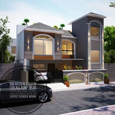sloping roof 

➡️ follow #smdesignstudio 
 call us for all kind of 3d visualisation work 
 #3drenders #exterior_Work #architecturedesigns #beutifulhomes  #InteriorDesigner #uniquedesign #HouseIdeas #facadelovers #WoodenBalcony #planters #2storyhouse