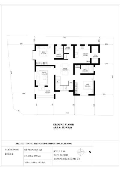 Details:;
Ground floor:-

sitout, Living Room, Dining Room, Attached Bedrooms (2), Kitchen, Workarea, Commontoilet, Stair
Gf Area: 1039 sqft

Contact for customized 2d Floor plans.. 
2d Plans | Permit Drawing | Completion Drawing | Regularisation | Estimation

Contact info;;
8921657244
reshmykr203@gmail.com

#2dDesign #2DPlans #floorplans #2BHKHouse #2BHKPlans #keralastyle #keralaplan #CivilEngineer #thrissurprojects #Eastfacing #EastFacingPlan #below2000 #budgethomes #budgetkeraladesigns #coustomised #aspertherequest #FloorPlans