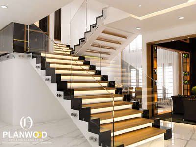 #StaircaseDecors #GlassHandRailStaircase #GlassStaircase #LShapedStaircase 
#WoodenStaircase