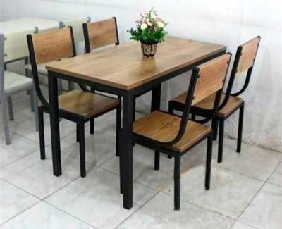 Restaurant Dining Tables & Chairs Metal frame powder coated & Rub wood / wooden / marble / Mica laminated Top