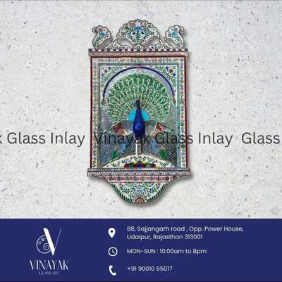 colour glass peacock.. Glass inlay, thikri art..