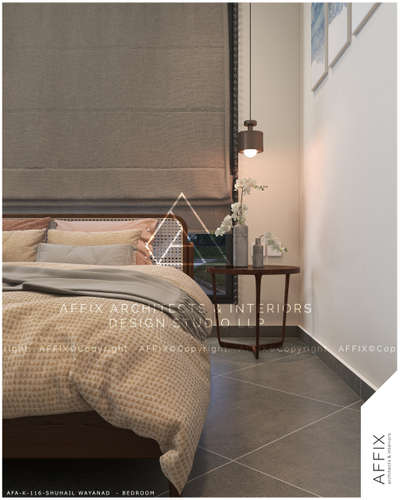 "The bedroom features a minimalist yet elegant design, with a long window dressed in Roman curtains that allow natural light to flood the space. The floor is adorned with diagonally placed tiles, adding a subtle touch of visual interest. The simple design of the cot and the side table contributes to the room's serene and uncluttered atmosphere, creating a tranquil retreat for rest and relaxation."
.
.
.
.
.
.
.
.
.
.
.
.
.
.
Project Name: AFA-K-116- SIRAJ LANDMARK CALICUT

Designed by: @ar_shyz_muhammed

Client: @designersiraj 

Words: @cq_vp
.
.
.
.
.
.
.
.
.
.
.
.
.
.
.
.

#architecture #architecturephotography #exteriordesign

#landscape #landscapephotography #archilovers

#homedecor #homearchitecture #villa #lakeview

#kannurarchitects #moderninterior

#interiordesignvadakara #archdailyprofessionals