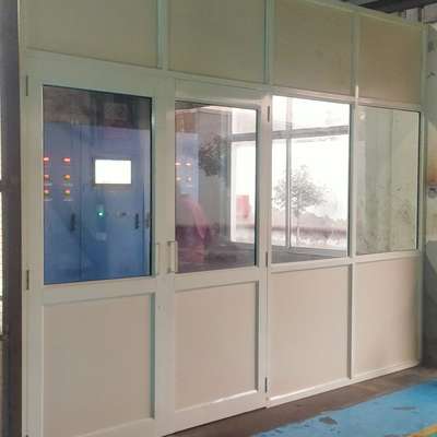 Aluminium partition with powder coating #AluminiumWindows  #toughenedpartition