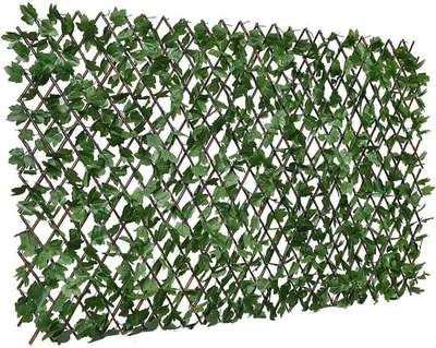 For buying link 
https://amzn.to/3mSG4Ds
 Artificial Trellis with IVY Leaves (2 PIECES) I Expandable Garden Fence I UV Coated I Garden Decorations Outdoor Indoor (Green, 1 Piece is 4 Feet x 1 Feet, expands to 9 FEET x 1.6 Feet)