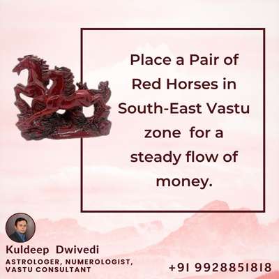 Place a Pair of Red Horses in South-East Vastu zone for a steady flow of money.
.
.
#vastushastraexpert_kuldeepdwivedi #vastuclasses #astrologer_in_udaipur #lifecoach #growth #VastuforBedroom #astrokuldeep #vastuforhome #homedecorstore