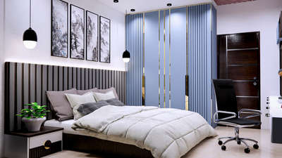 A 3d bedroom design image for over client ....the work start soon ...❣️ #BedroomDesigns #trendig #trendingdesigns #newsite #newproject #InteriorDesigner #WardrobeIdeas #bed  #tvunits #lamp