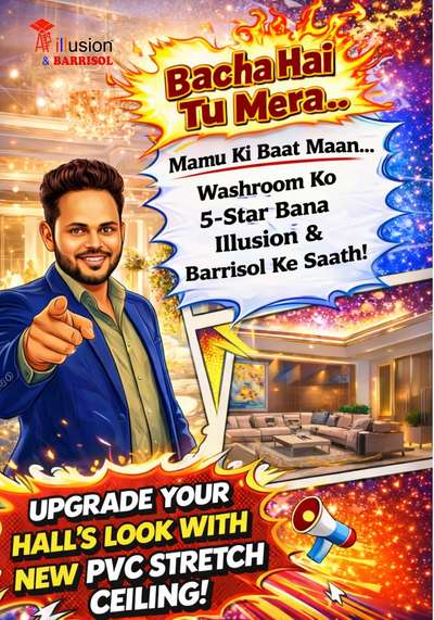 Bachcha hai tu mera… 
Par ghar toh 5-star bana sakta hai na? 
Upgrade your hall with a premium PVC stretch ceiling 
Glow bhi, style bhi, aur luxury feel bhi!
Ab simple nahi… statement ceiling ka time hai.
#StretchCeiling #HomeUpgrade #viraltrending #LuxuryLiving #interiordesignindia