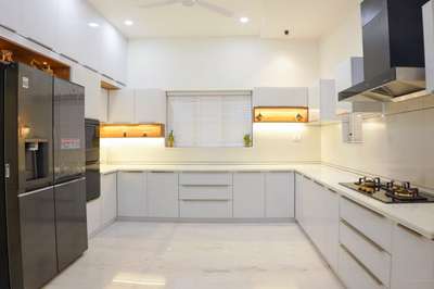modular kitchen  #bestwood  #vanila whaite  #laquered glass  #work at vallappuzha  #royal interior