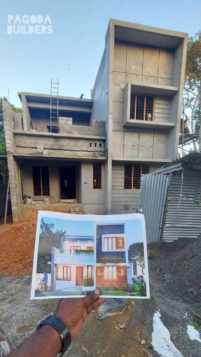 Ongoing house project at Kalavoor Alappuzha. (1550sqft) #pagodabuilders #Alappuzha #HouseDesigns