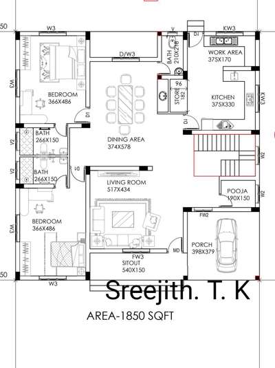 3000 Sqft, 4 bhk house. my new work at Kollam.