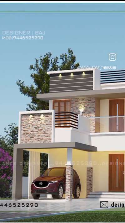 #exterior_Work #exteriordesing #exteriordesigns #exteriors #3D_ELEVATION #designedgethrissur #Residencedesign