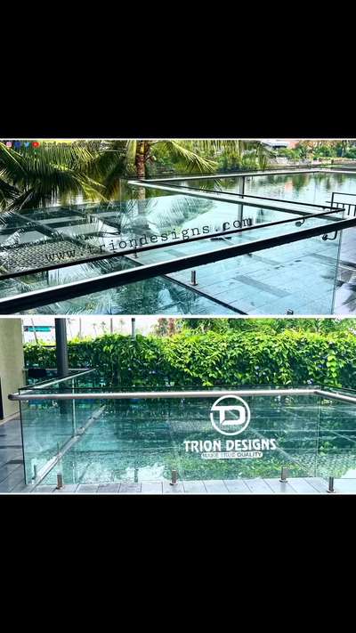 Glass handrail  #GlassBalconyRailing  #PergolaDesigns  #ssrailing  #riverside  #NaturalGrass