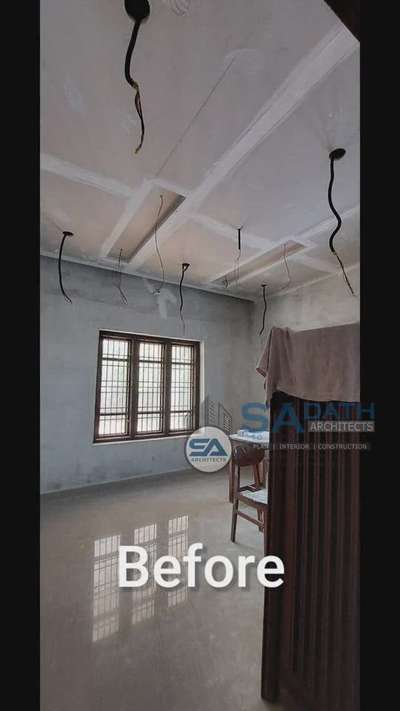 Bedroom Ceiling, panelling,blinds curtains