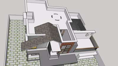 1841 sq ft House. with a simple elevation roof. #8centPlot #SlopingRoofHouse #frontElevation #StaircaseDecors