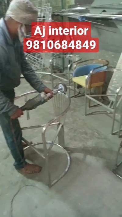 Chair work progress in stainless steel with PVD coating exclusive design customized available