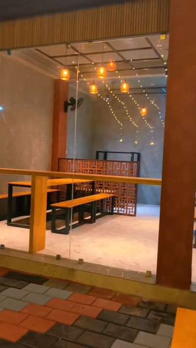 Restorent work competed 
V  board partition /fixed glass /wall panel/door /tebil /wall Hanging design /