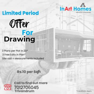 Limited Period Offer...

All Types of Building Drawings Available.
Our Services 
1.IBPMS PreDCR Corporation Online Drawings
2. Structural Designing &  MEP
3. Lay out for Villa Projects
4. Plot Division
5. Land Surveying
6.Loan Estimate
7. Permit & Completion Works  

Contact
InArt Homes Building Consultant
7012706045, Trivandrum

 #predcrdrawing  #predcr  #ibpms  #permitplanforresidentialbuilding  #permitdrawing  #PERMIT  #permitdrawing  #permitapproval  #permitdrawings  #completionplan  #completions #estimates  #bankloanestimate  #bankloansanction  #2DPlans  #2dDesign  #2Dlayouts  #2dfloorplan  #LayoutDesigns  #3d_layout  #3DPlans  #inarthomes  #inart  #trivandrumhome  #trivandrum  #InteriorDesigner  #ModularKitchen  #modularwardrobe  #FalseCeiling