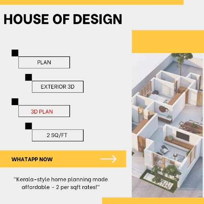 “₹2 per sq.ft combo for 3D + plan”
Whatapp only