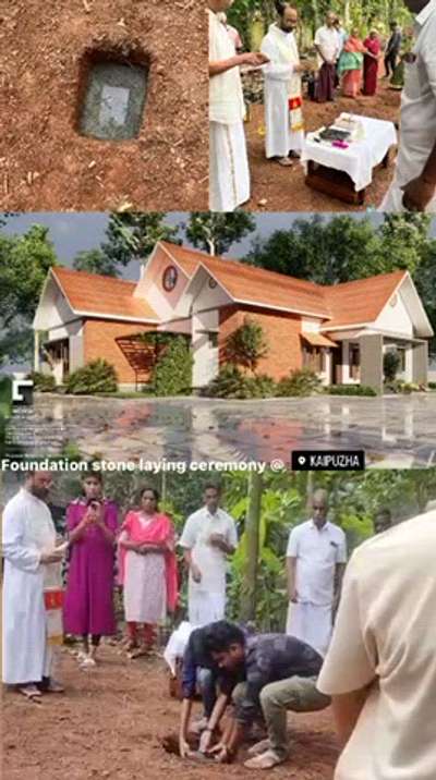 Foundation laying ceremony 

Upcoming project @Kottayam ,Kaipuzha 
Client:Minimole Francis


A modern design featuring a sloped roof and terracotta brick elements blends contemporary aesthetics with warm, earthy textures for a visually appealing architectural style. The sleek lines of the sloped roof, possibly crafted from materials like metal or concrete, harmonize with the natural warmth and character of terracotta bricks used as accents in the exterior facade. Strategically placed large windows flood the interior spaces with natural light and offer picturesque views, creating a seamless connection between the indoors and outdoors. A neutral color palette with hints of earthy tones complements the terracotta bricks, while a minimalist landscaping approach and a functional layout enhance the overall modern living experience, balancing style with functionality.

#ModernSlopedRoofDesign #TerracottaBrickArchitecture #ContemporaryAesthetics #SleekLinesAndTextures #NaturalLightInteriors #SeamlessIndoorOutdoorLiving #NeutralColorPalette #MinimalistLandscaping #FunctionalModernLiving #architecturalharmony