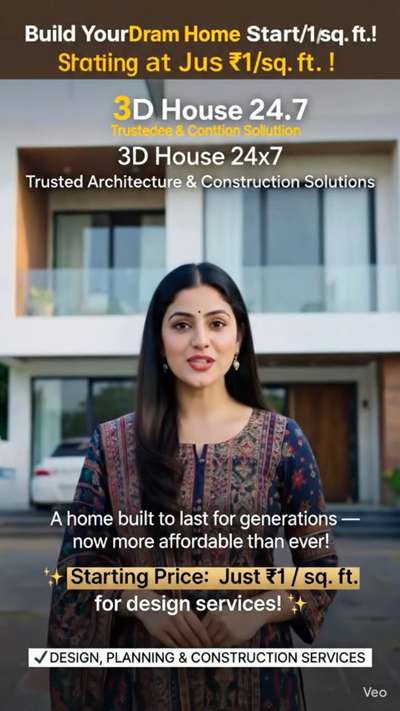 🏡 Build Your Dream Home at an Affordable Price!
✔️ Floor Plan @ ₹1 / sq. ft.
✔️ 3D House Plan @ ₹1 / sq. ft.
✔️ 3D Elevation @ ₹1 / sq. ft.
✔️ Complete Architectural Planning @ ₹10 / sq. ft.
✔️ 3D Interior Design @ ₹15 / sq. ft.
✔️ House Construction @ ₹1500 / sq. ft.
✨ Experts in House, Bungalow, Apartment, Shop, School & Commercial Designs
👉 View Our Work:
🌐 www.3dhouse.co.in

3D House 24x7 – Trusted Architecture & Design Solutions