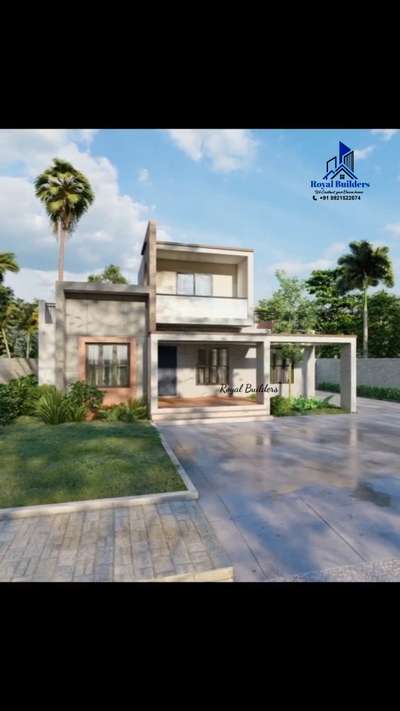 Double storey modern contemporary design.. Royal Builders Trivandrum