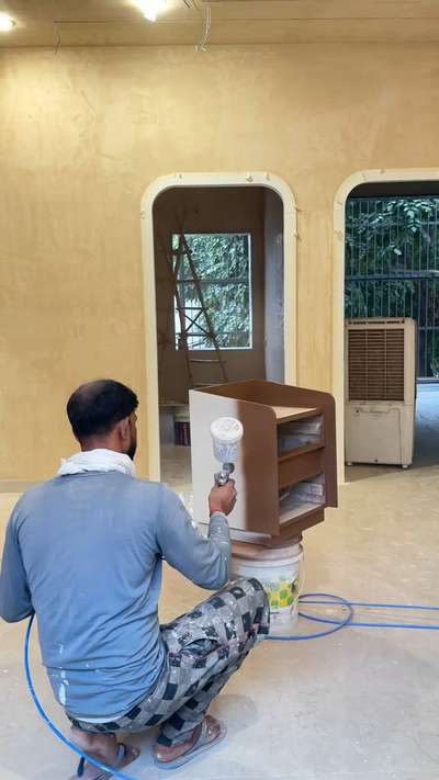 PU paint work happening on site 


 #pupainting #loosefurniture #InteriorDesigner #interiorpainting #sidetables #LUXURY_INTERIOR #splatterdesign #trendinghomedecor