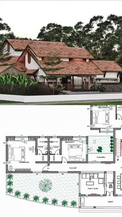 2700 Sq.ft ഡിസൈൻ ചെയ്ത ഒരു മോഡേൺ ട്രെഡിഷണൽ വീടും പ്ലാനും 🏡👌🏼❤️ #modernhome