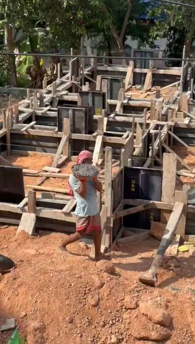 plinth work progressing @kazhakoottam site