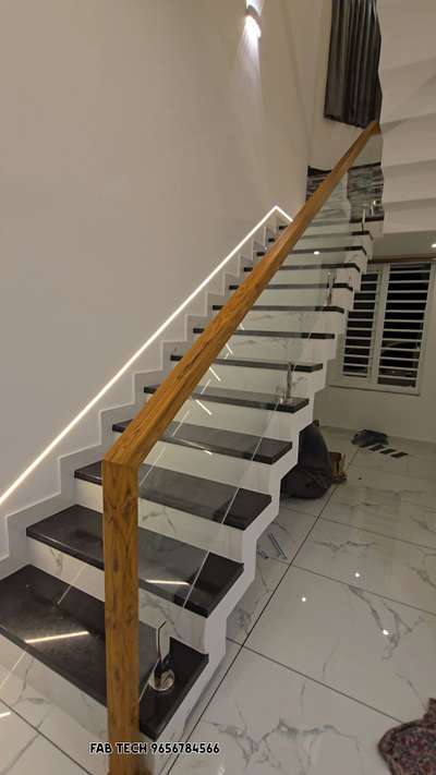 toughened glass handrail teak wood rail #GlassHandRailStaircase  #StaircaseHandRail  #ssrailing  #wood+ss+glass