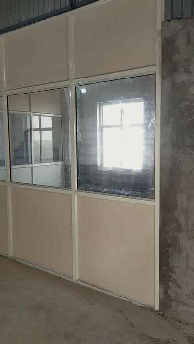 Aluminium partition in office  #AluminiumWindows  #toughenedpartition  #LED_Sensor_Mirror