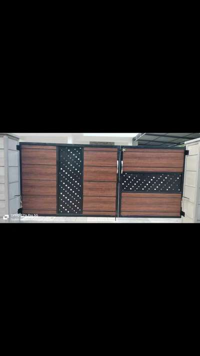 Teak dark HPL sheet CNC design combo 13 feet length swing main gate