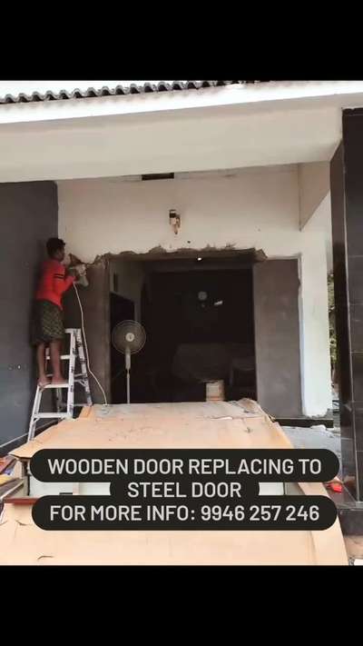 How to replace damaged wooden door to steel door 

#FrontDoor #doors #doordesign